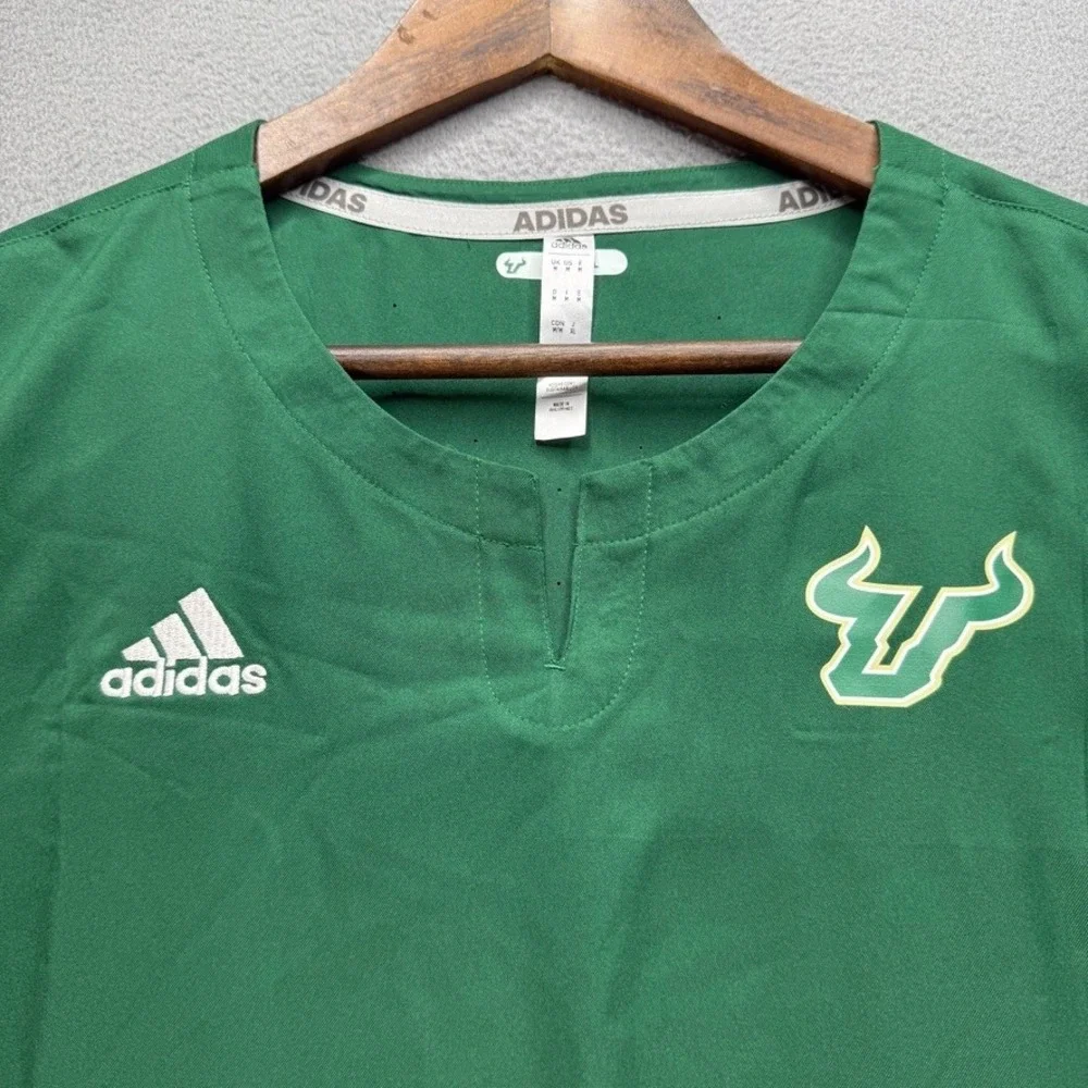 Adidas USF Bulls Sideline Training Top Regular Fit Medium Green V-Neck Pullover